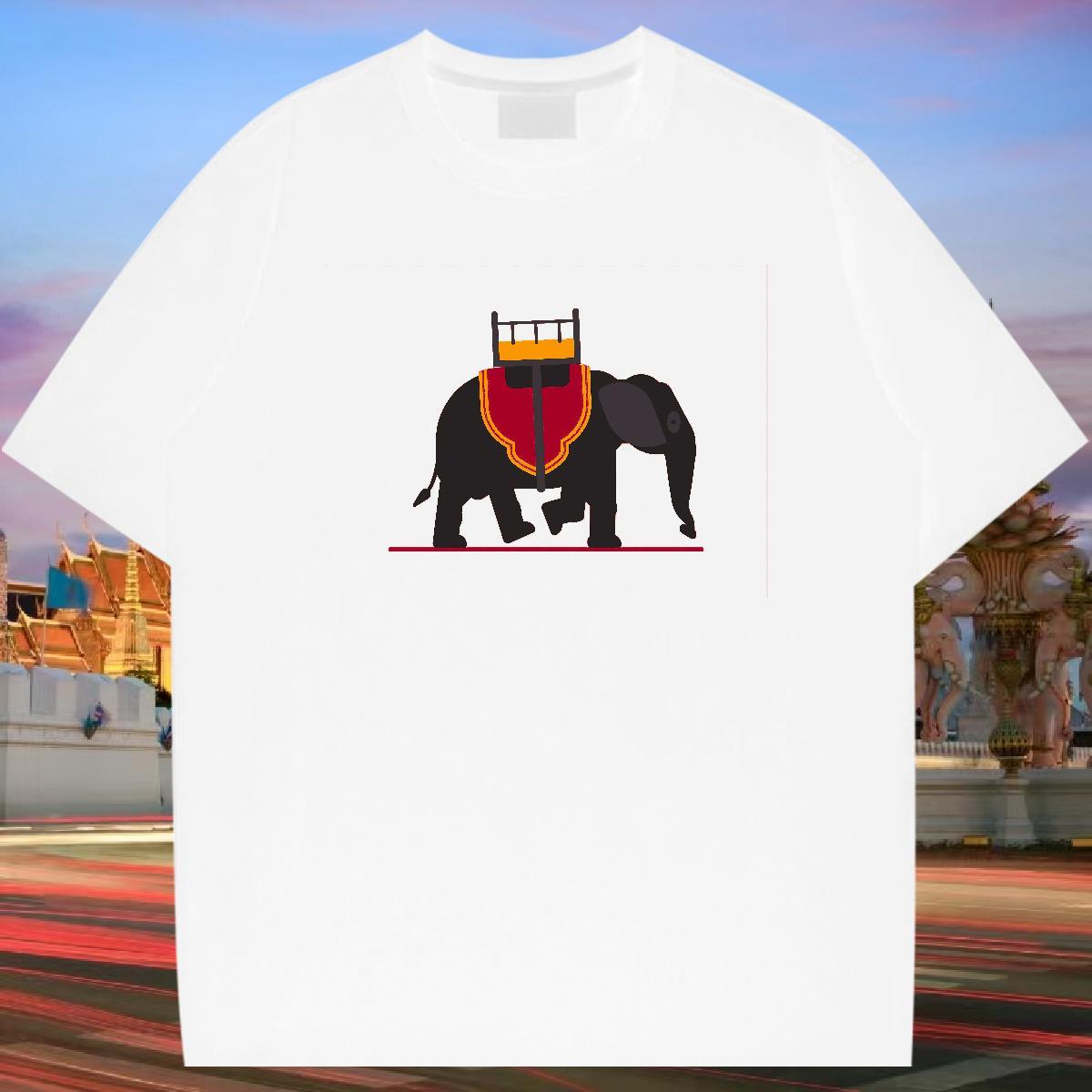 2024 New Mens T Shirts 230g Cotton Elephant Beach Tops Breathable Soft Wholesale Men Tops Tees Custom Cartoon