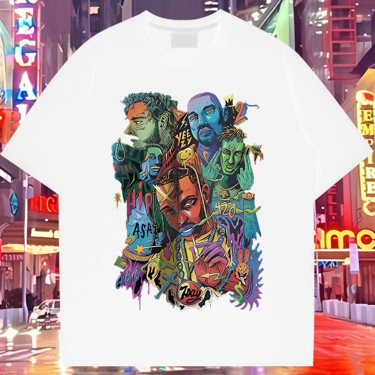 Mens T Shirts 100% Cotton 230g portrait Casual Breathable Soft Cartoon Printing L-4XL Men Clothes T-Shirt 2024 Designer Brand Clothings