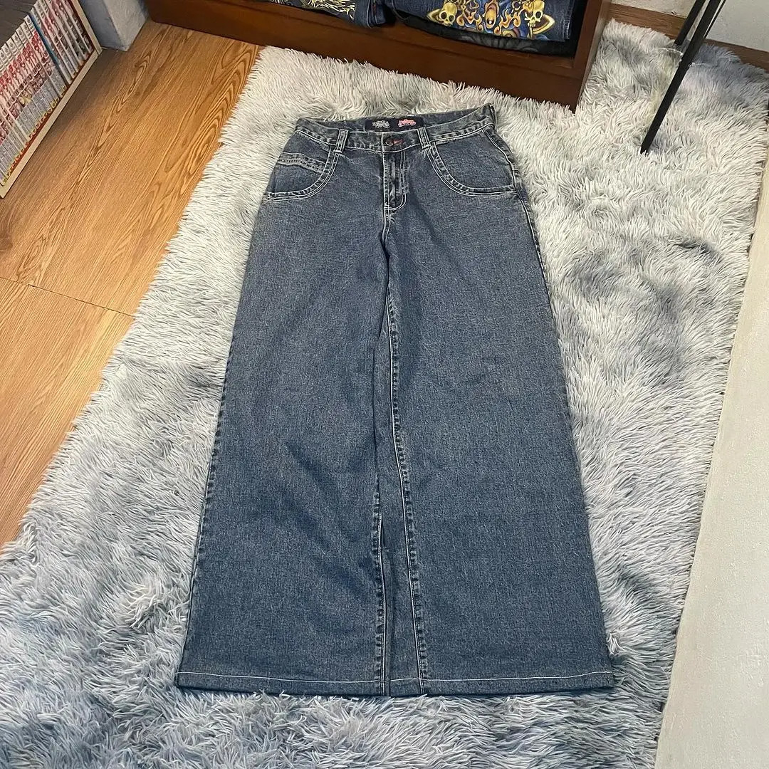 High Waist Big Pocket Hip Hop Baggy Denim Jeans Y2K Harajuku Casual FashionTrend Straight Pants Versatile Couple Trousers 240806