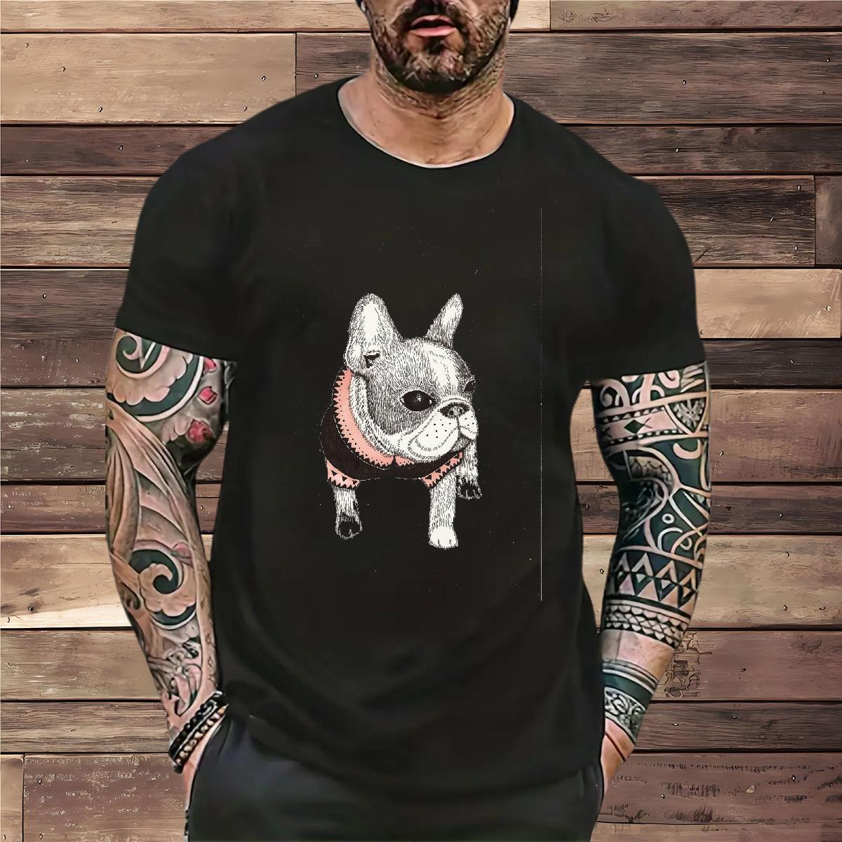 Fashion New Man T Shirts 230g 100% Cotton Dog Outdoor Polos Breathable Crew Neck Soft Couples T Shirts Cartoon Print