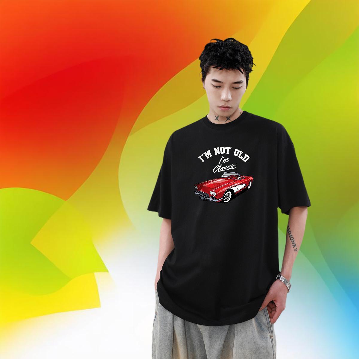 TOP Quality Men Clothes T-Shirt 100% Cotton 230g Street Wear car Custom Printing Breathable Crew Neck Fashion T-Shirts for Men Tees Shirts