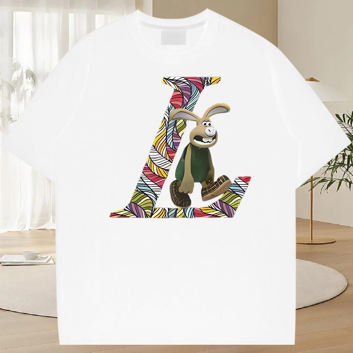 Loose Men Tshirts 230g Cotton Beach rabbit Black White Crew Neck 2024 Mens T Shirts Tops Shirt