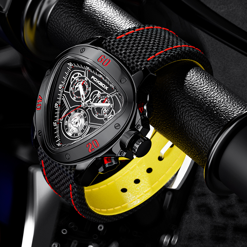LIGE Men's Quartz Watch Personalized Triangle case Quality Braided strap Multi-function waterproof watch Men's Sports Clock Life waterproof 