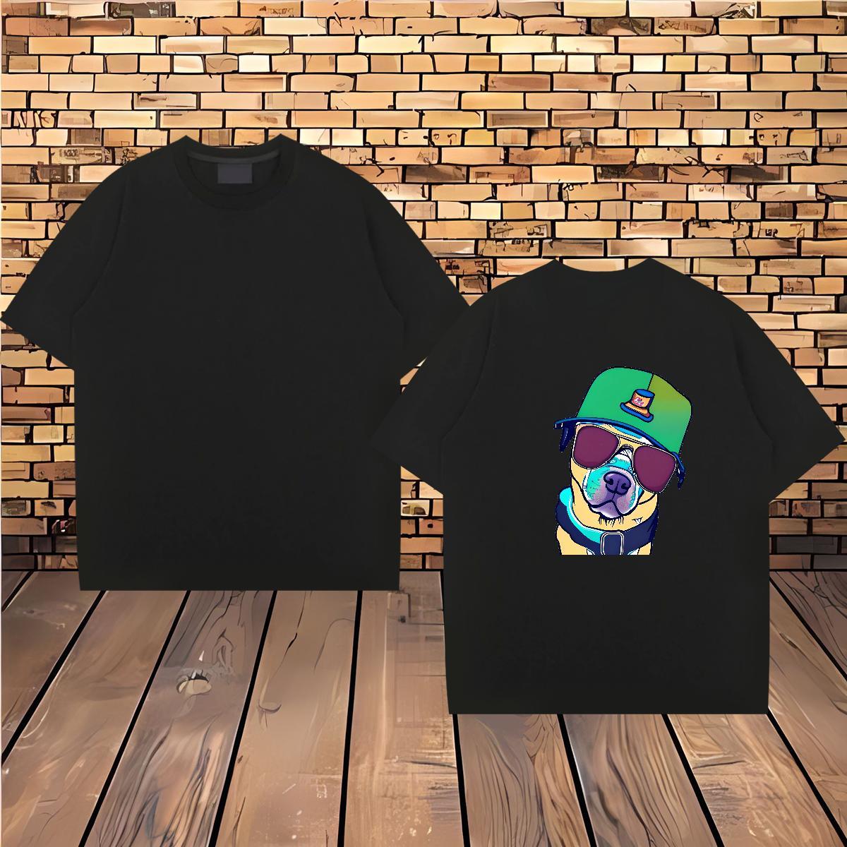 Designer Fashion T-Shirts for Men 230g Cotton dog High Street Hip Hop Clothings Short Sleeve Soft Cool Design Men Clothes T-Shirt Oversized 3XL 4XL