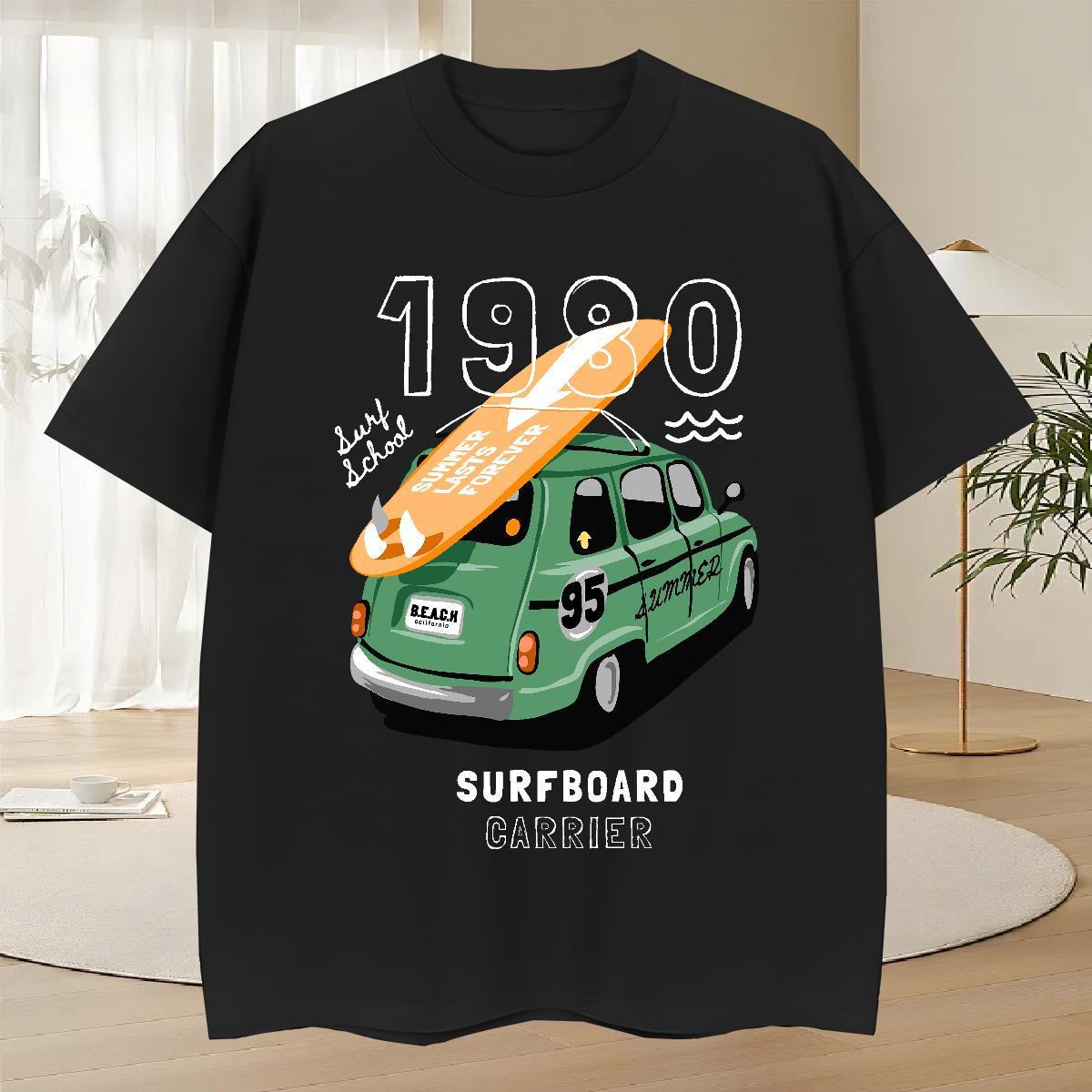 Wholesale Tshirt for Man Woman 100% Cotton 230g Casual car Custom Print Oversized Breathable Crew Neck Free Shipping T-Shirts Tops Shirt