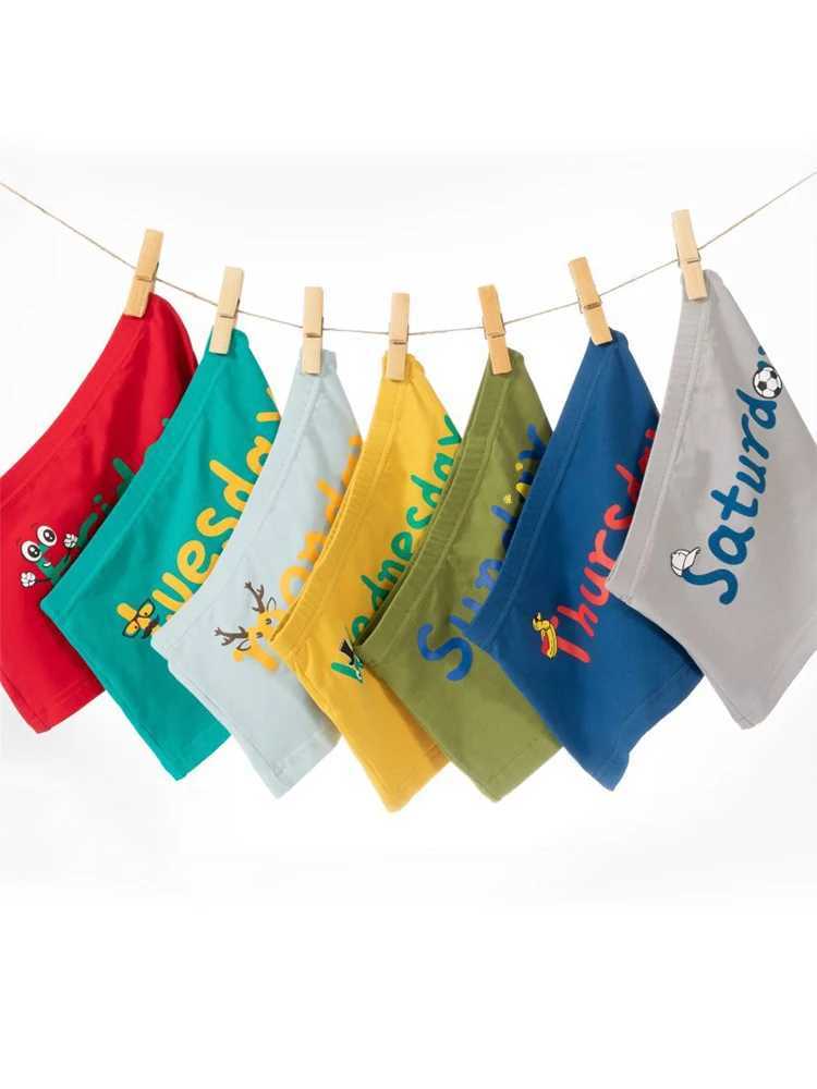 LJMOFA 7 pieces/batch 3-12T teenage boys childrens underwear baby boxing shorts cool multi-color letter underwear B138W240715