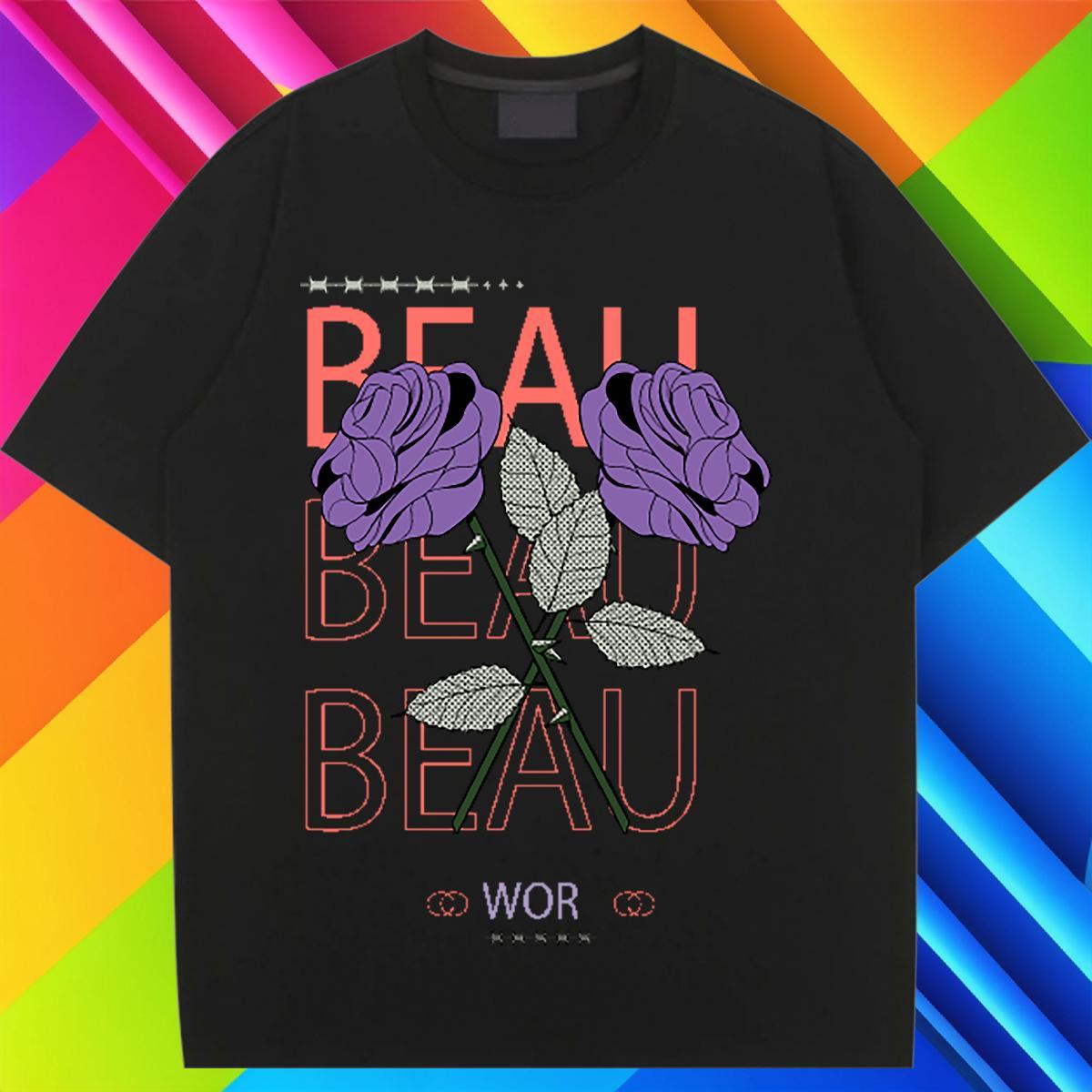 Loose fit T-Shirts for Women Comfortable Lady T shirt Anime Oversized flower Street Casual 230g 100% Cotton New Arrival Clothes Shirt