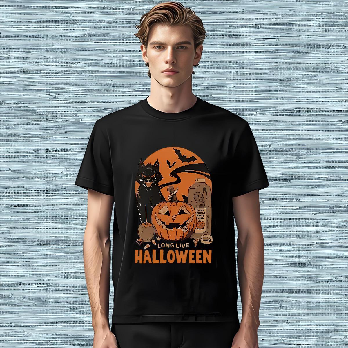 2024 Summer T Shirts Men 230g Cotton pumpkin Casual Tops Shirt Breathable Crew Neck Popular Men Tops Tees Plus Size Custom