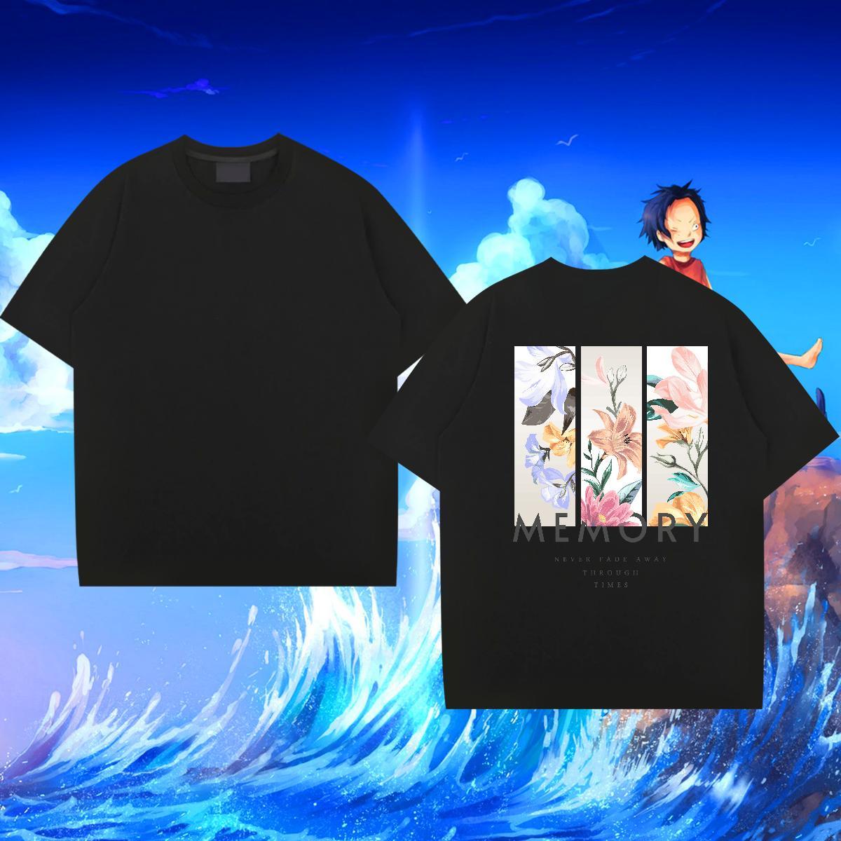 Customized T shirt 230g Pure Cotton flower Casual Tops Round Neck Short Sleeve Soft Couples T Shirts Custom Big Size