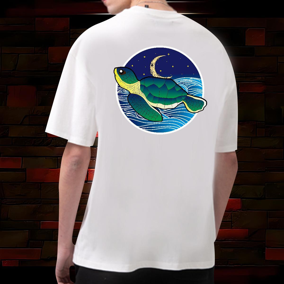 Casual New Mens T Shirts 100% Cotton 230g tortoise Street wear Hip Hop Top Tees Breathable Crew Neck Comfortable Tshirt for Man Woman Floral Print