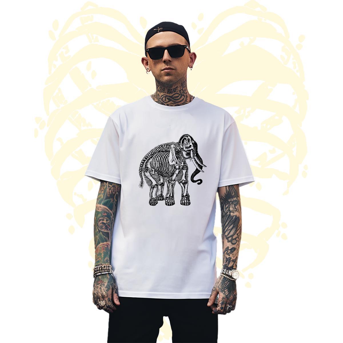Wholesale Men Tshirts 230g Cotton Elephant Men T Shirts Street Wear Crew Neck Graphic Free Shipping Tee Shirt