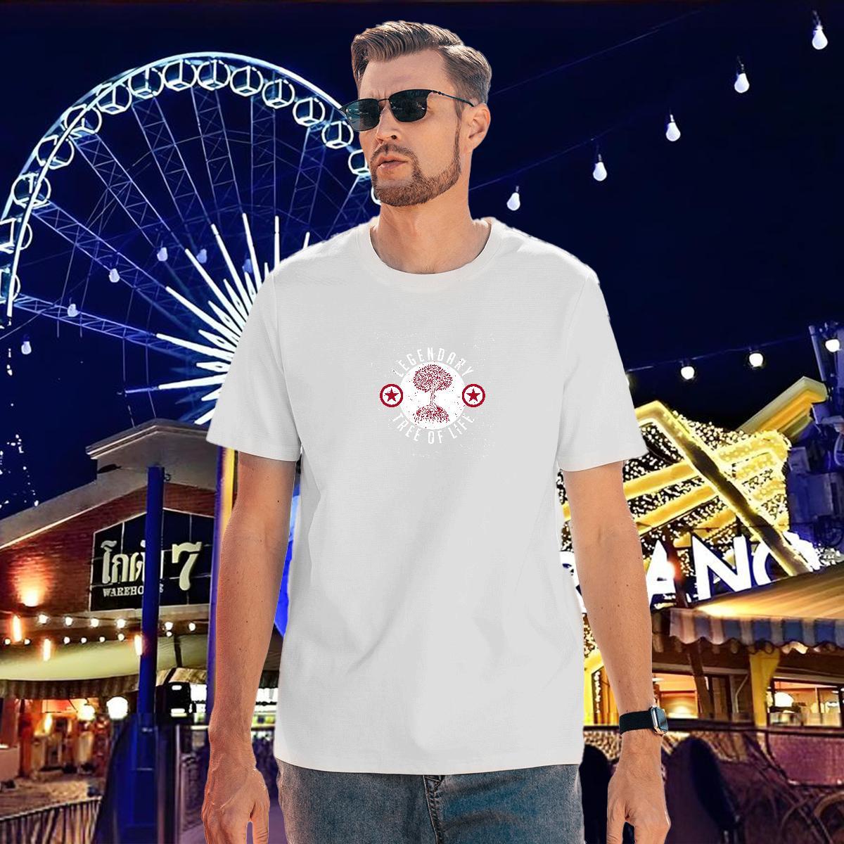 T Shirt For Man 100% Cotton 230g tree Beach Breathable Crew Neck Customized Men Clothes T-Shirt Designer Comfortable Tops Tees