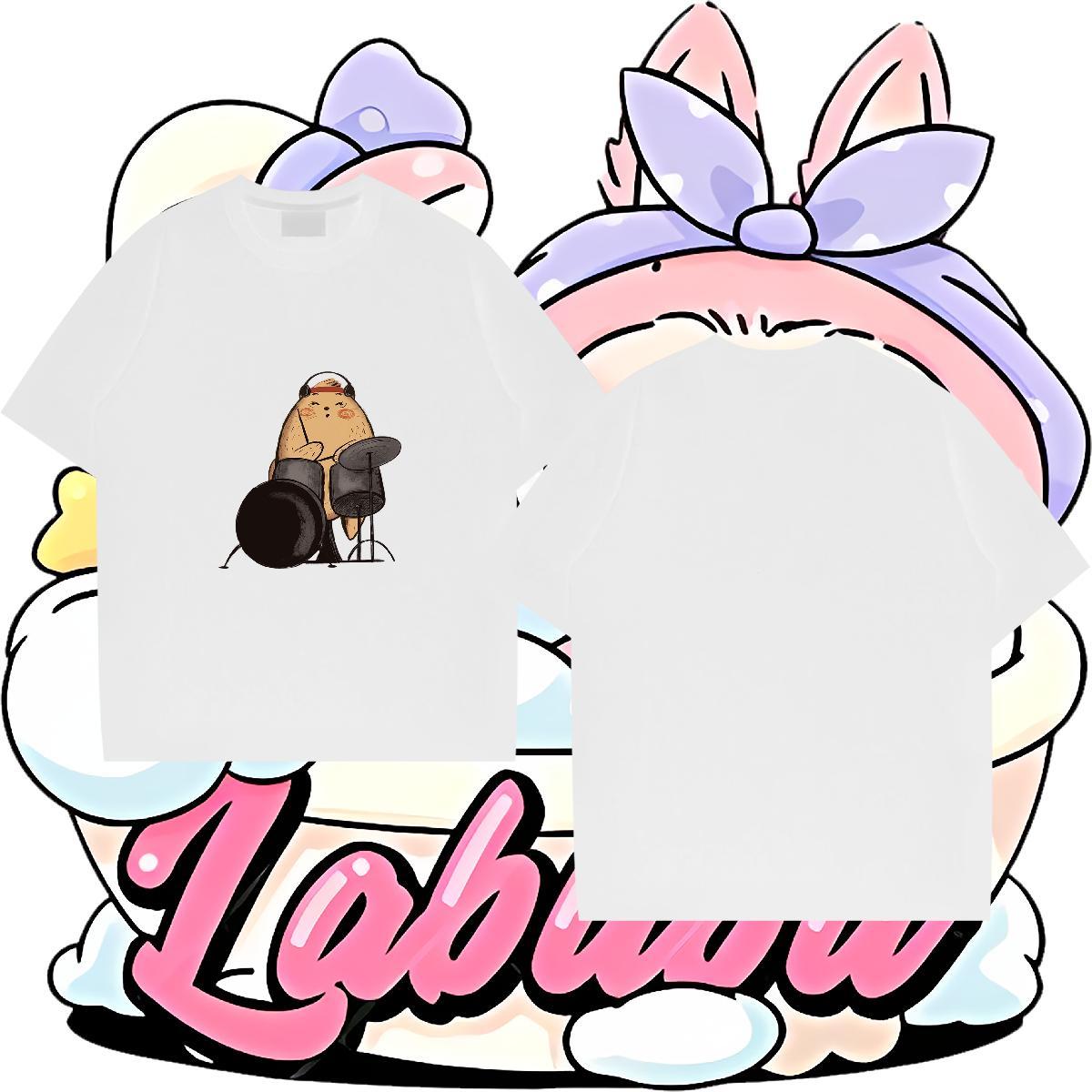 Fashion New T-Shirts 100% Cotton 230g mouse Hip Hop Tees Crew Neck Breathable Classic Men Tops Tees Anime Print