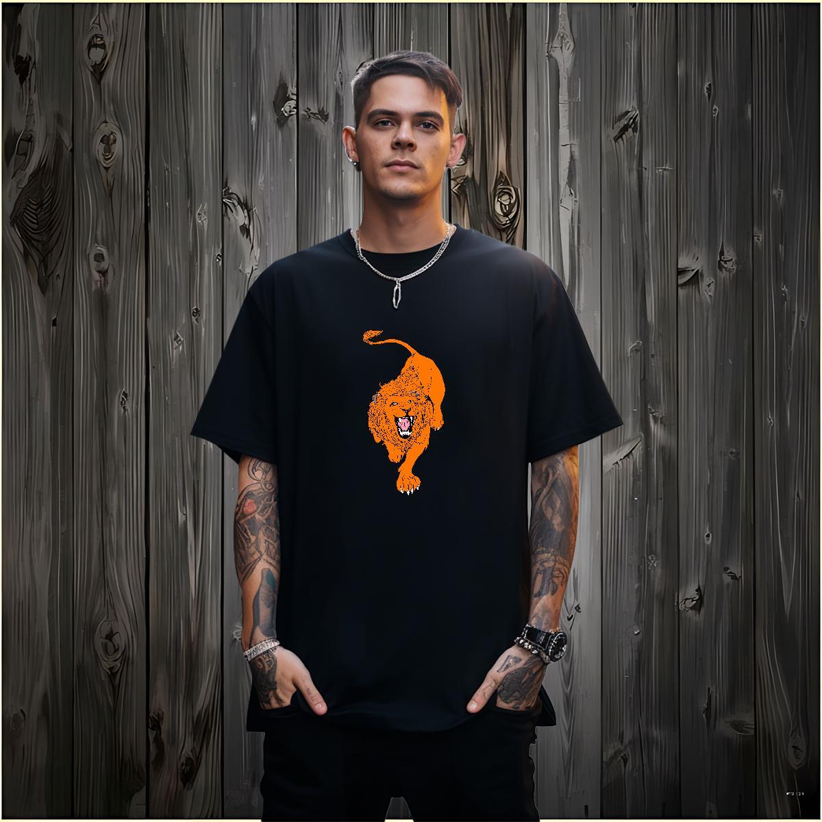 Loose Fit Men Tees 230g Pure Cotton tiger T Shirt For Man Casual Daily Wear O-Neck Short Sleeve Graphic Custom Top Tees