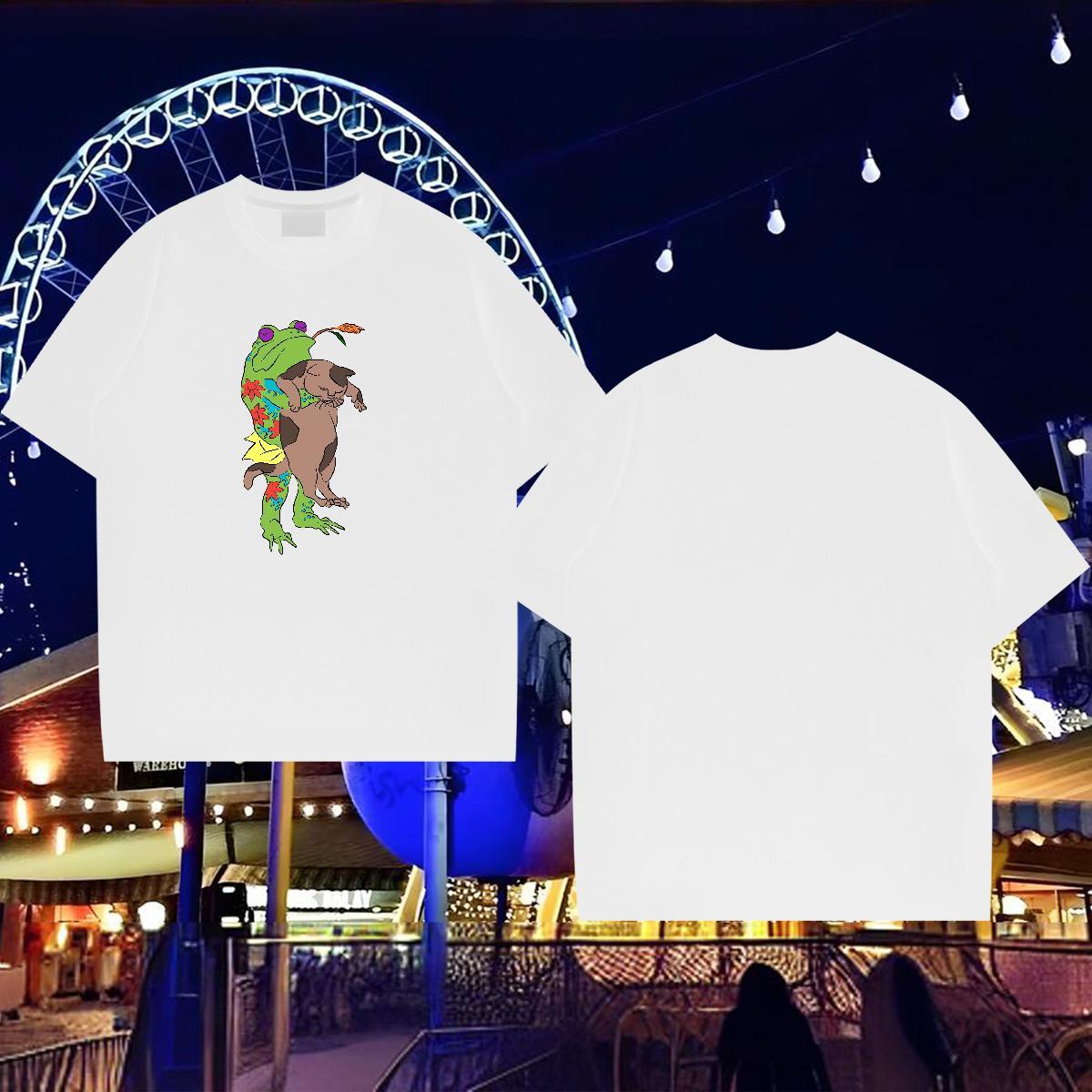 Fashion Casual Man T Shirts 230g Pure Cotton Frog Daily Wear Tees Crew Neck Breathable High Quality Couples T Shirts DIY Anime