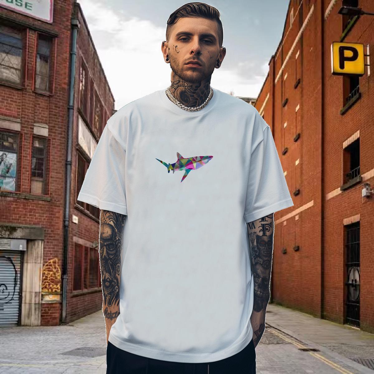 T-Shirts 230g Pure Cotton fish Hip Hop Breathable Soft White Plus Size Men Clothes T-Shirt Fashion Designer Cool Design Tops