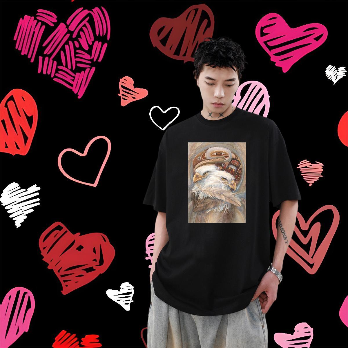 2024 Designer T-Shirts for Men 230g Pure Cotton eagle Street Wear Tops Crew Neck Popular Men Tees Custom Print Plus Size
