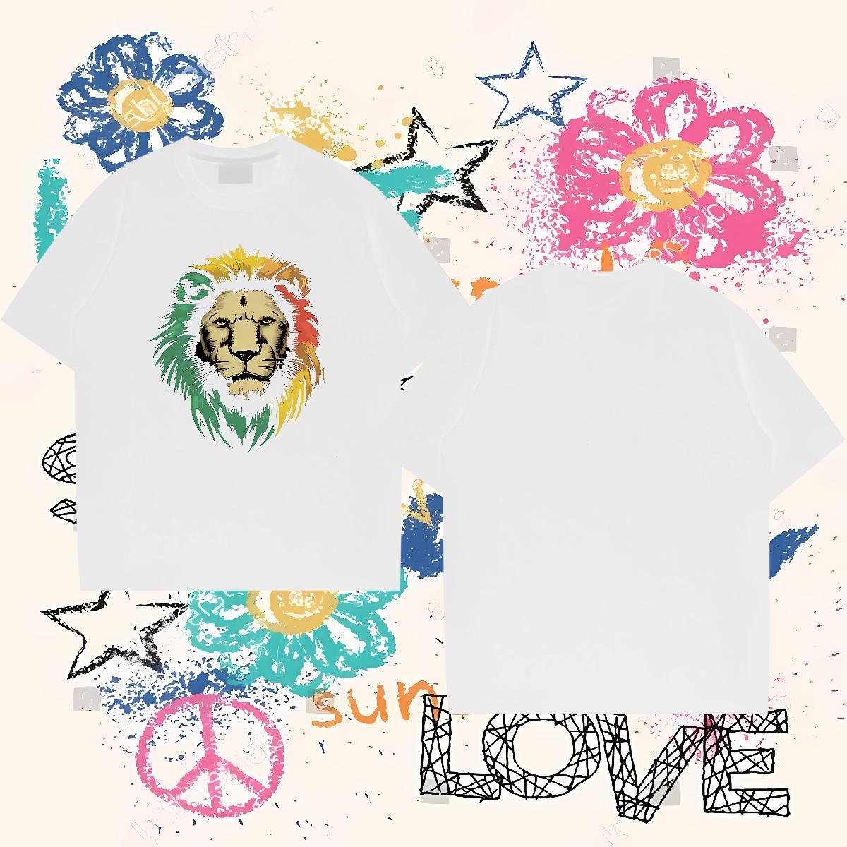 Free Shipping Man T Shirts 230g 100% Cotton lion Casual Daily Wear Polos Breathable Short Sleeve High Quality Tshirts Plus Size Cartoon