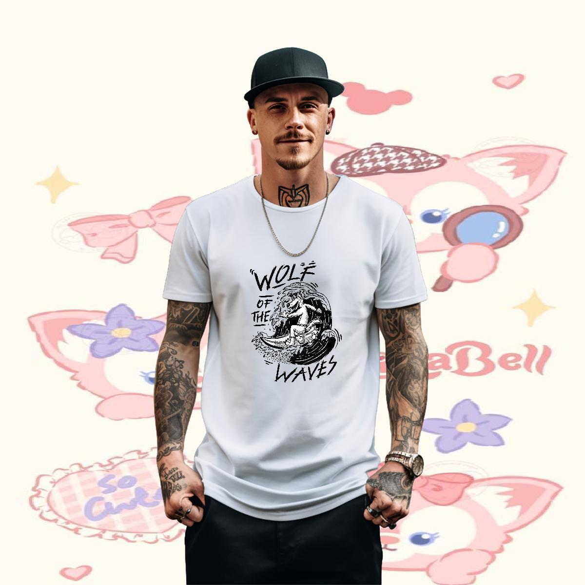 Designer Fashion Men T Shirts 230g 100% Cotton wolf Hip Hop Clothings Crew Neck Loose Fit Tshirt for Man Woman Custom Print Oversized