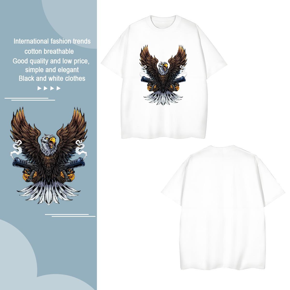 Mens T Shirts 230g Pure Cotton eagle Home Outdoor Breathable Short Sleeve Asian Size Men Tops Tees Stylist High Quality Polos