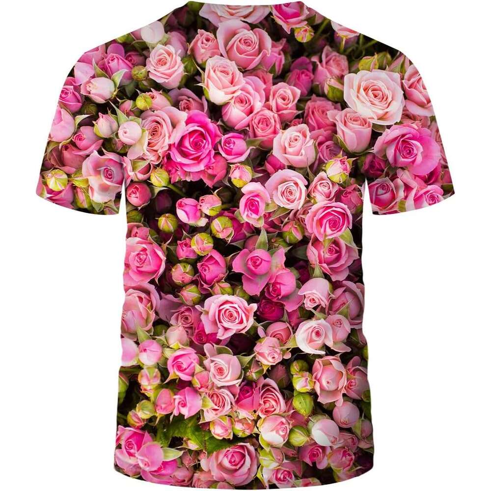 T shirt Mens Rose Summer Short Tees Tops Romantic Theme Shirts Flower Realistic Graphic Shirt tshirt graphic tee Casual tops summer clothes Free shipp