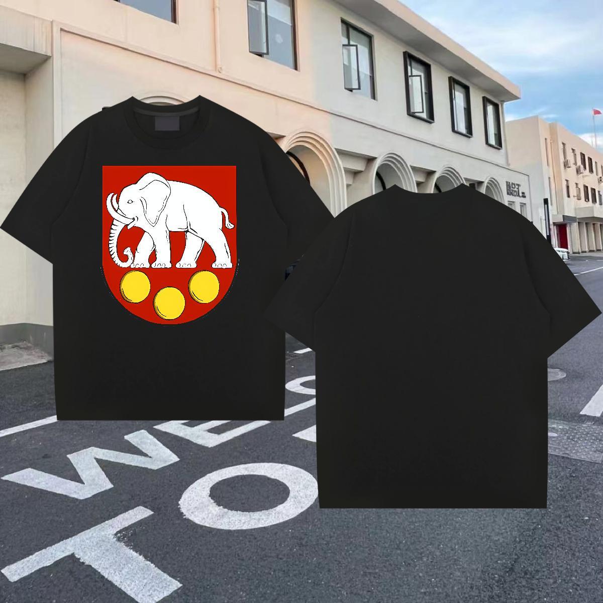 Free Shipping Men Tshirts 230g Pure Cotton Street Casual elephant Oversized O Neck Short Sleeves Customized T Shirt For Man Tee Shirt