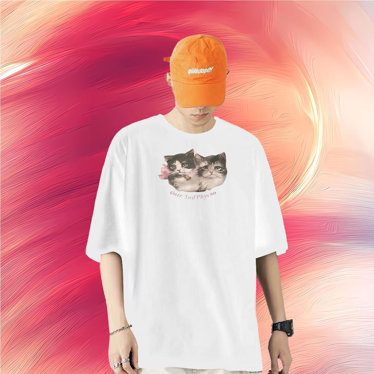 Designer T Shirt For Man 230g Pure Cotton cute Street Wear Tops Shirt Breathable Short Sleeve Brand Men Tees Plus Size Custom