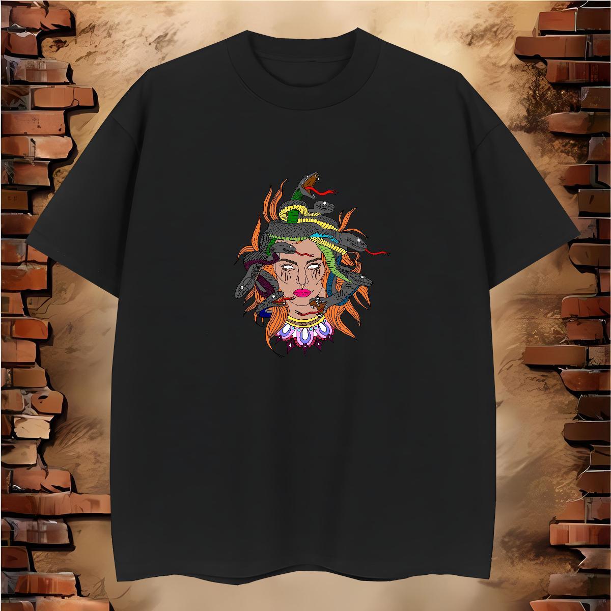 Mens T Shirts 230g Cotton snake Street Casual Breathable Crew Neck Anime Print Tshirt for Man Woman 2024 Summer Brand Tops Shirt