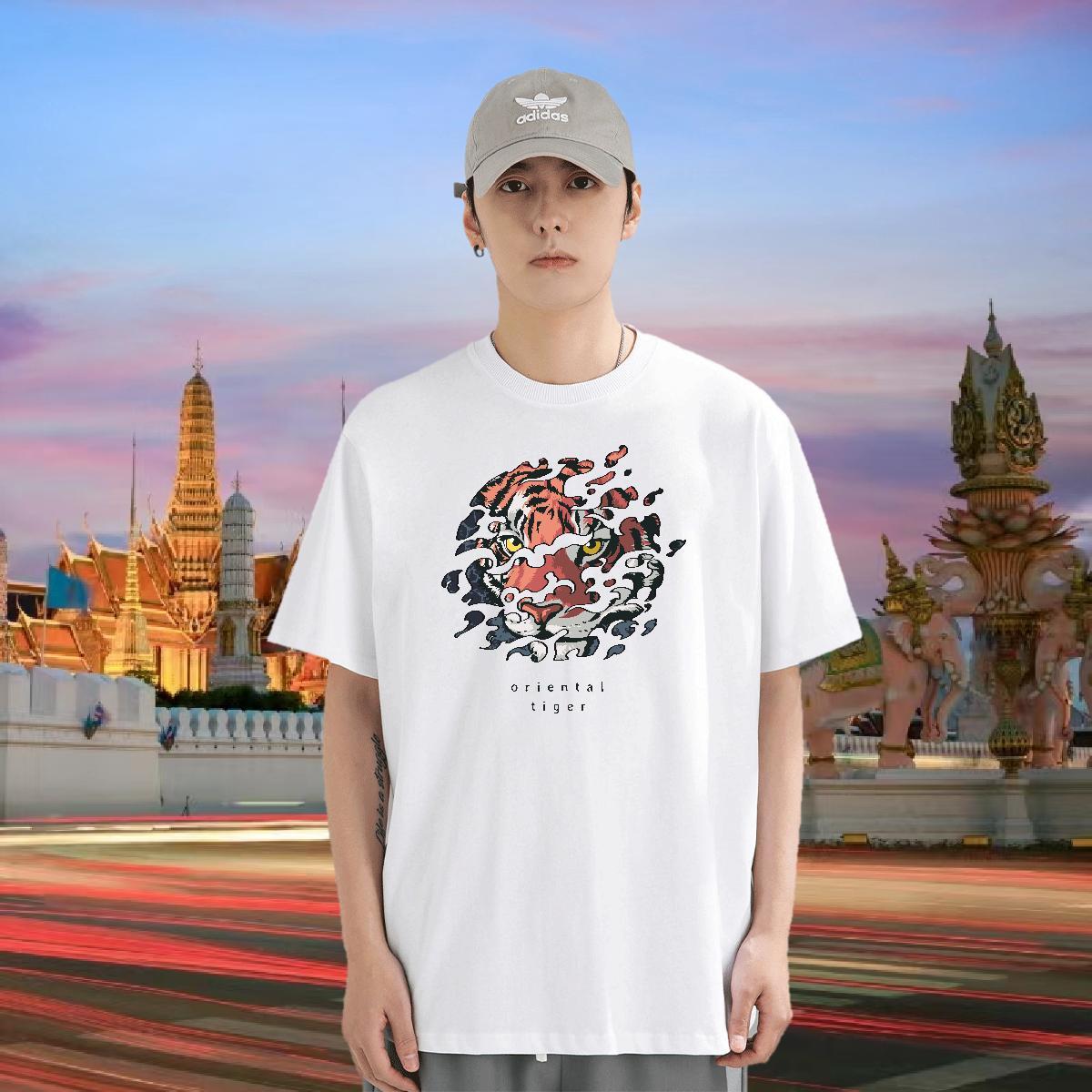 Men T Shirts 100% Cotton 230g tiger Sport Breathable Short Sleeve Customized Tshirt for Man Woman Casual New Brand Wear