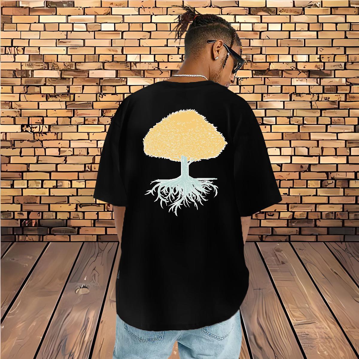 2024 Designer T Shirt For Man 230g Pure Cotton tree Casual Tops Shirt Crew Neck Breathable Loose Fit Tshirt for Man Woman Black Oversized