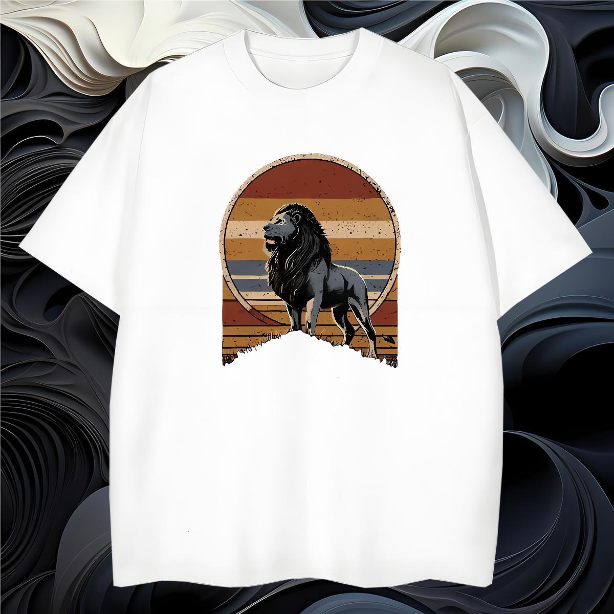 Mens T Shirts 230g Cotton lion Hip Hop Breathable Soft Plus Size Cartoon Tshirt for Man Woman Fashion Casual Loose Clothings