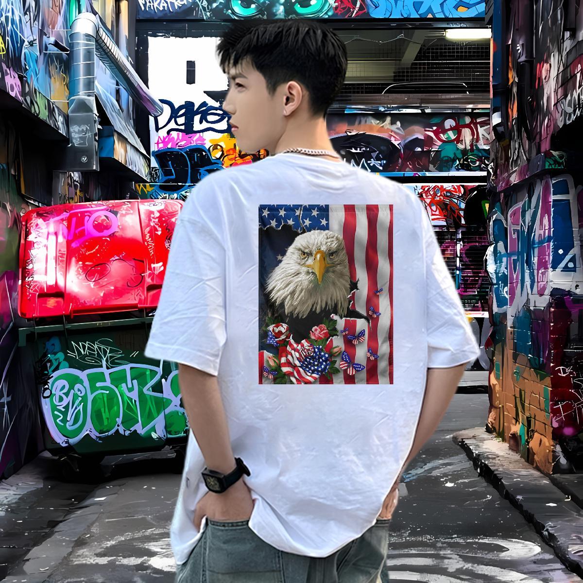 Customized Man T Shirts 100% Cotton 230g eagle Daily Wear Tees Pure Cotton Comfortable Men Tops Tees Oversized 3XL 4XL