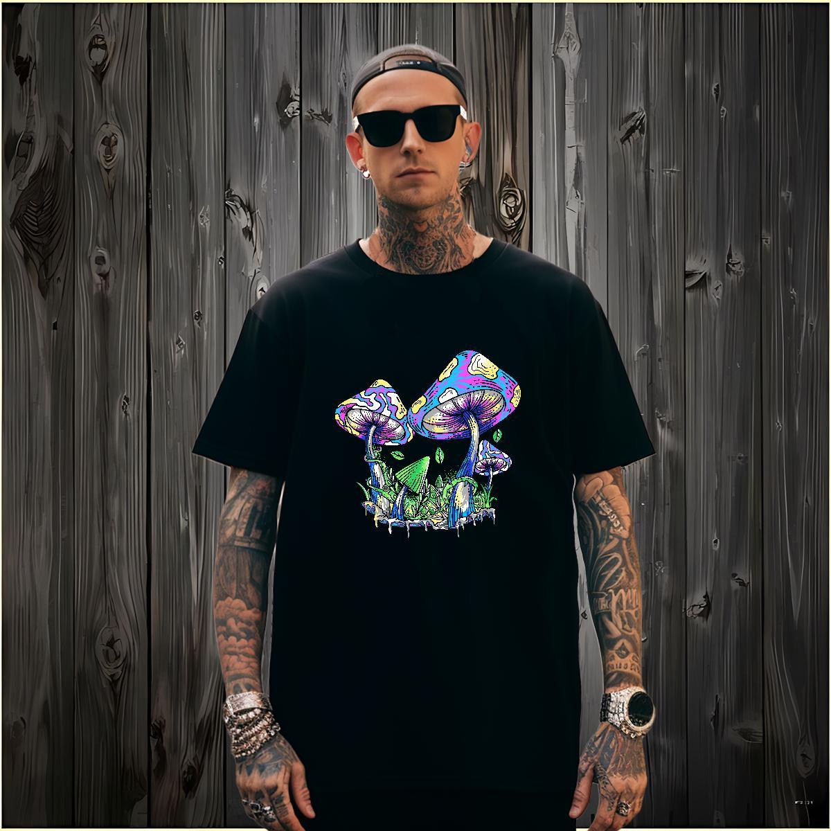 T-Shirts 230g Pure Cotton mushroom High Street Hip Hop Breathable Short Sleeve Custom Printed Couples T Shirts Fashion Designer TOP Quality Polos