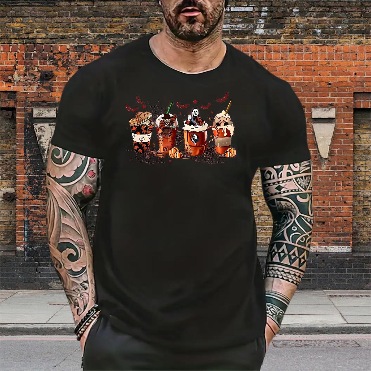 Fashion Designer T Shirt For Man 230g 100% Cotton halloween Street Casual Tees Shirts Crew Neck High Quality Men Tees Customized Print
