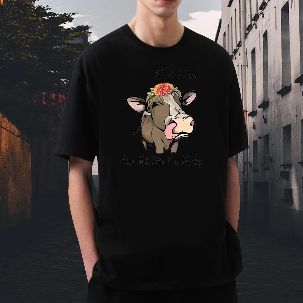 Popular Men Tees 230g 100% Cotton Anime Printing Street cow DIY Breathable Soft Designer T-Shirts for Men Top Tees