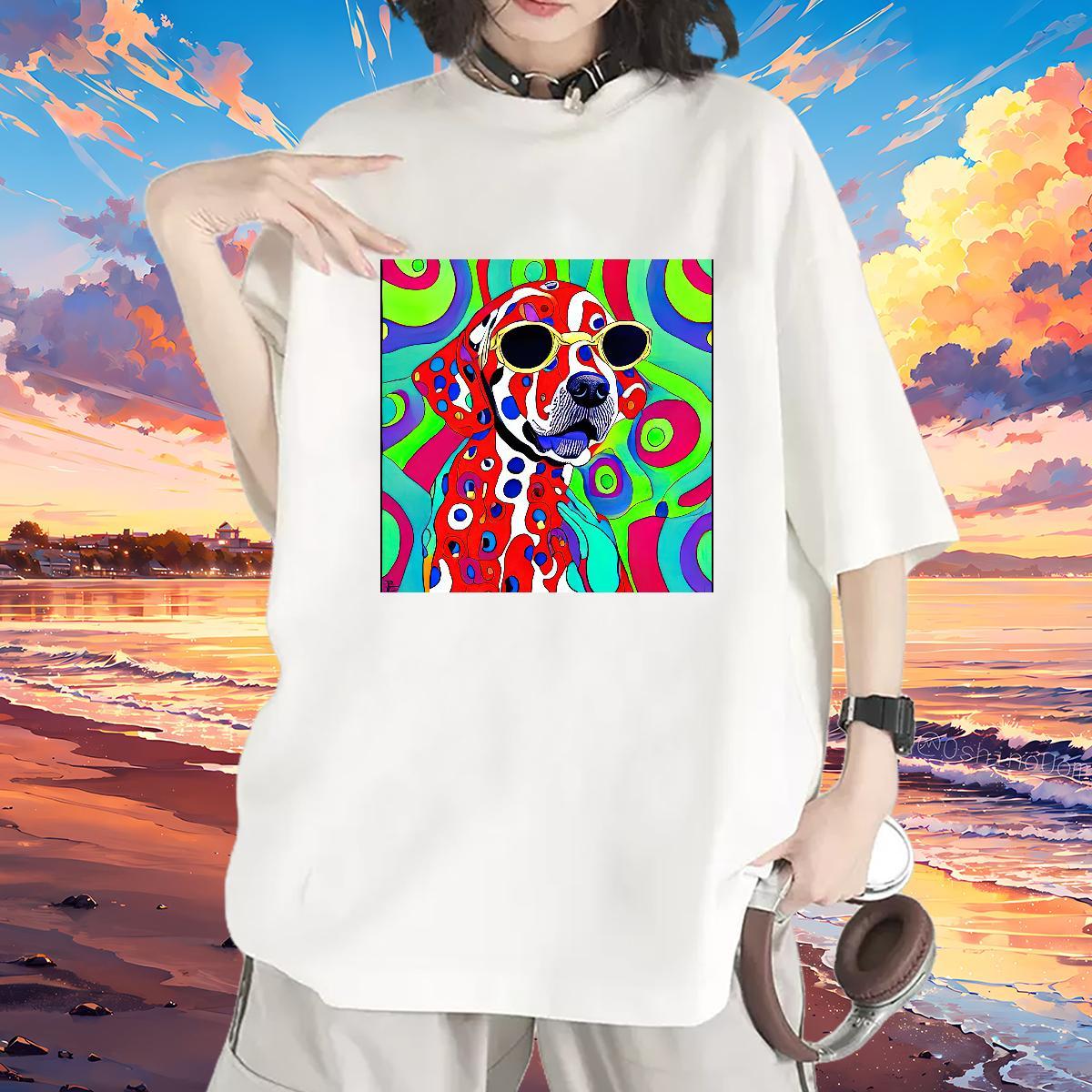 Lady Womens T Shirts Breathable Short Sleeve Women Tees Customized Print dog Casual Beach 230g Cotton DIY Tee Shirt