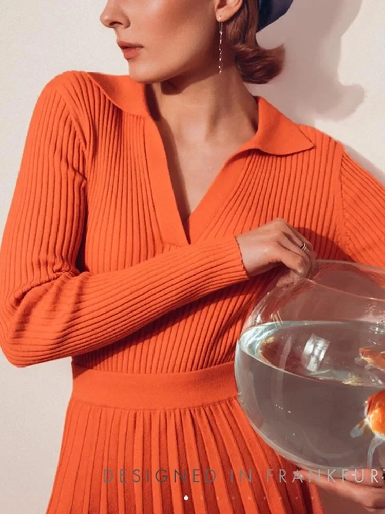 Womens Jumper Long Sleeve Top Knit Pullovers Polo Neck Spring Summer Solid White Blue Orange Slim Fashion Women Sweaters 240806