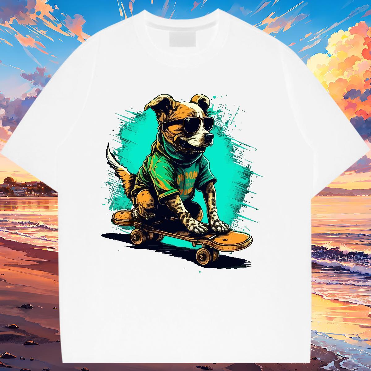 Soft Women T Shirts Crew Neck Breathable Womens Tshirts Plus Size Cartoon dog Sport 100% Cotton 230g Factory Direct Tee Shirt