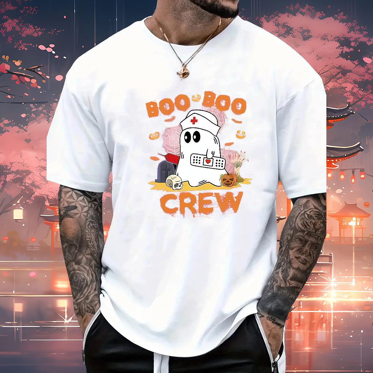 Customized T-Shirts for Men 100% Cotton 230g halloween High Street Hip Hop Tops Shirt Crew Neck High Quality Men Tees DIY Printed