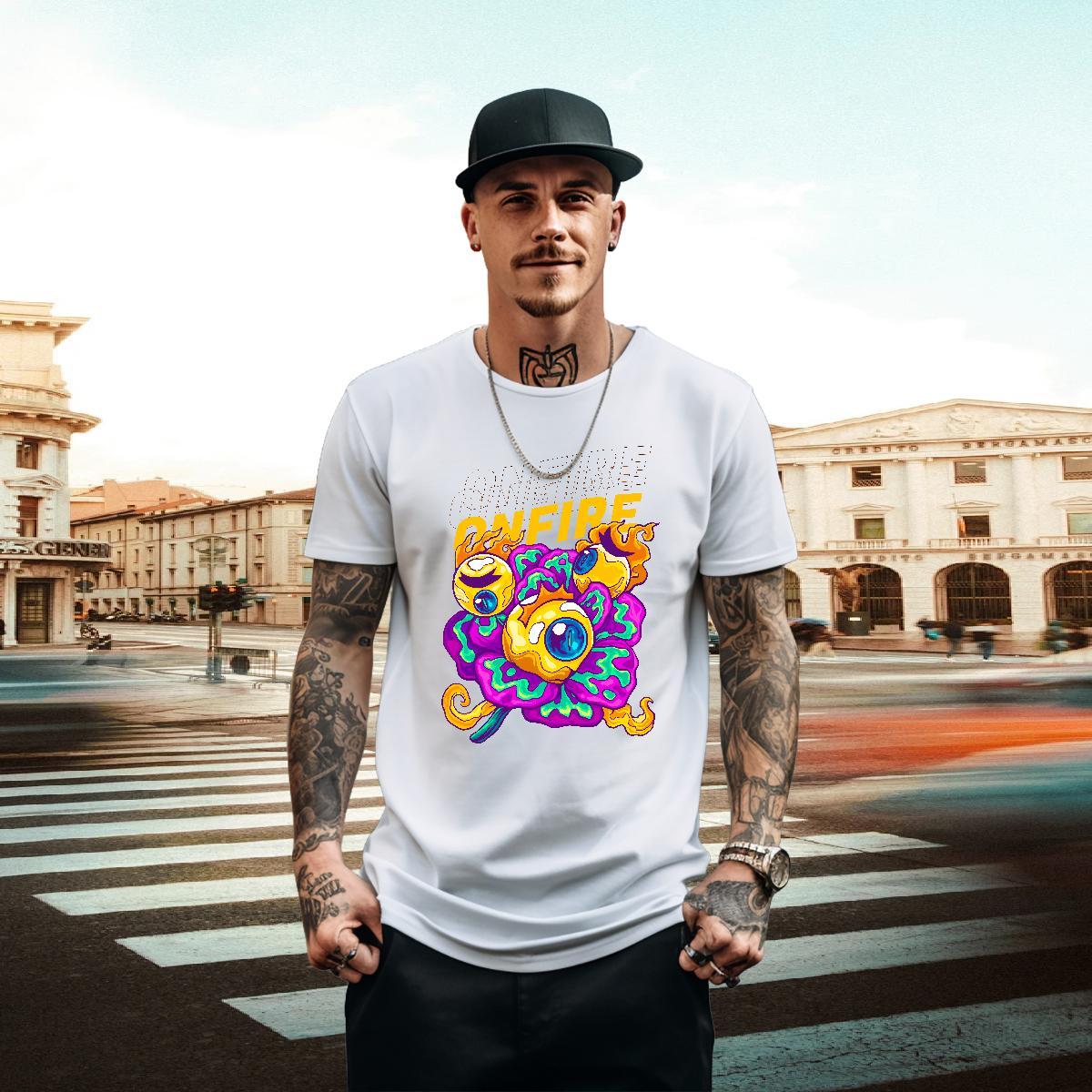 Loose Fit Men Tshirts 100% Cotton 230g High Street Hip Hop ET Customized Print Short Sleeve O-Neck Fashion Casual T Shirt For Man Wear