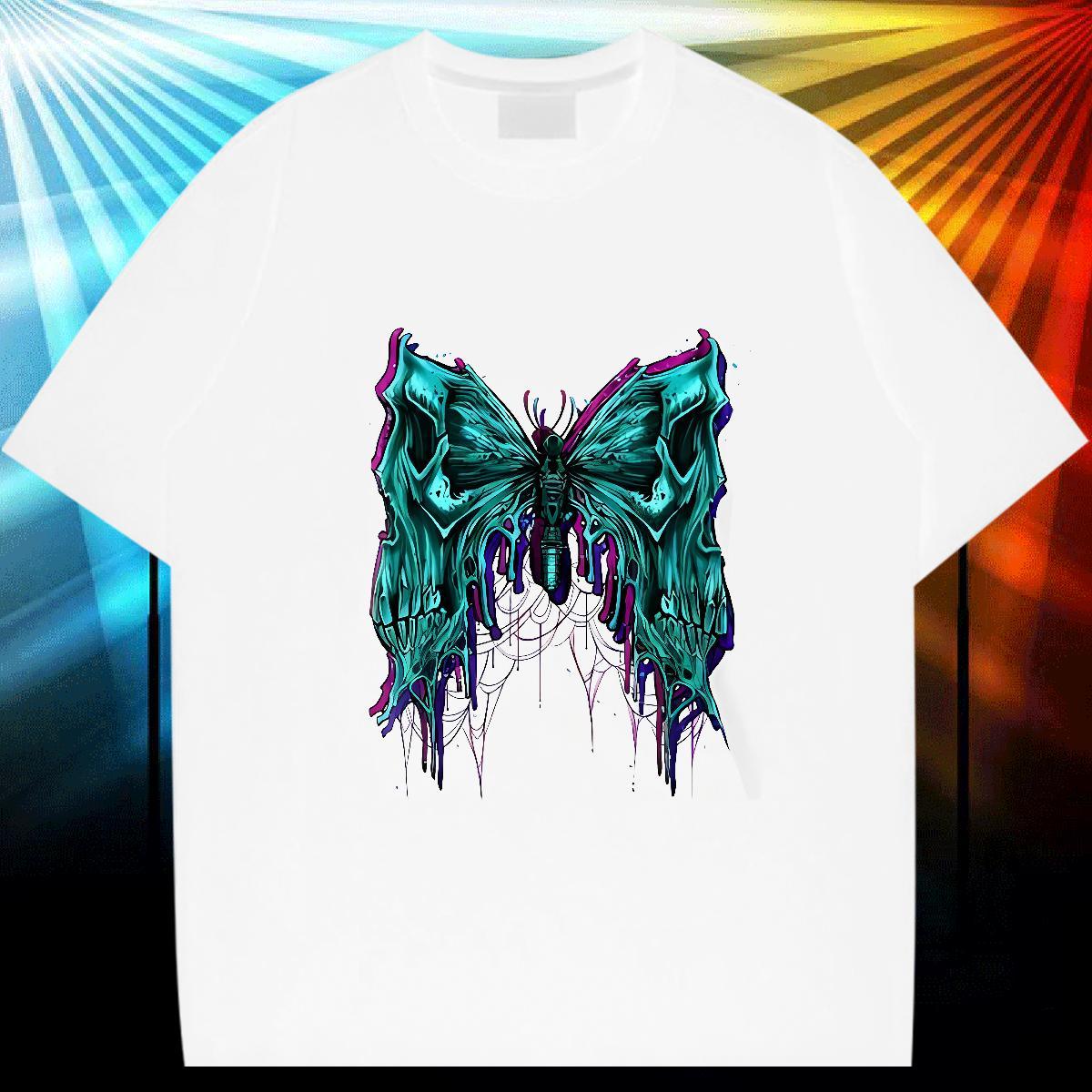 Wholesale T-Shirts 100% Cotton 230g halloween Daily Outfit Top Tees Short Sleeve Soft Classic Couples T Shirts Floral Print