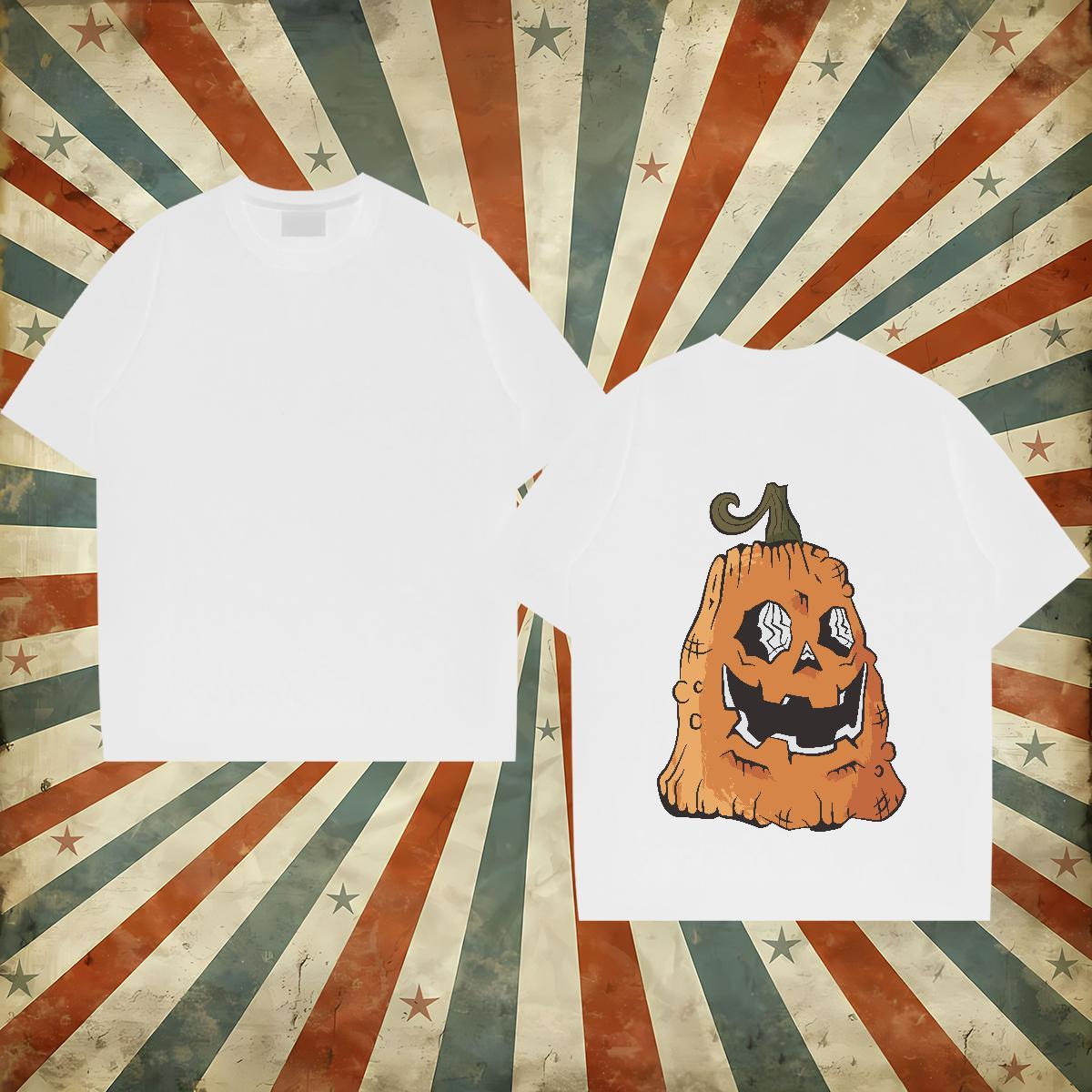 Fashion Casual T shirt 230g Pure Cotton Halloween High Street Hip Hop Clothings O-Neck Short Sleeve Unisex Couples T Shirts Custom Cartoon