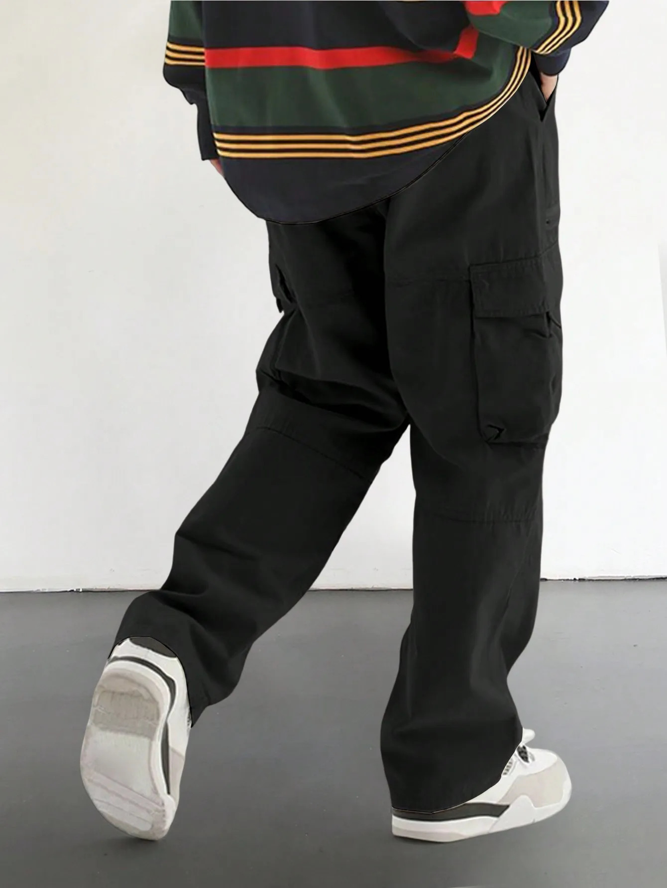 Solid Multi Flap Pockets Mens Straight Leg Cargo Pants Work Loose Casual Outdoor Baggy Trendy Streetwear 240806
