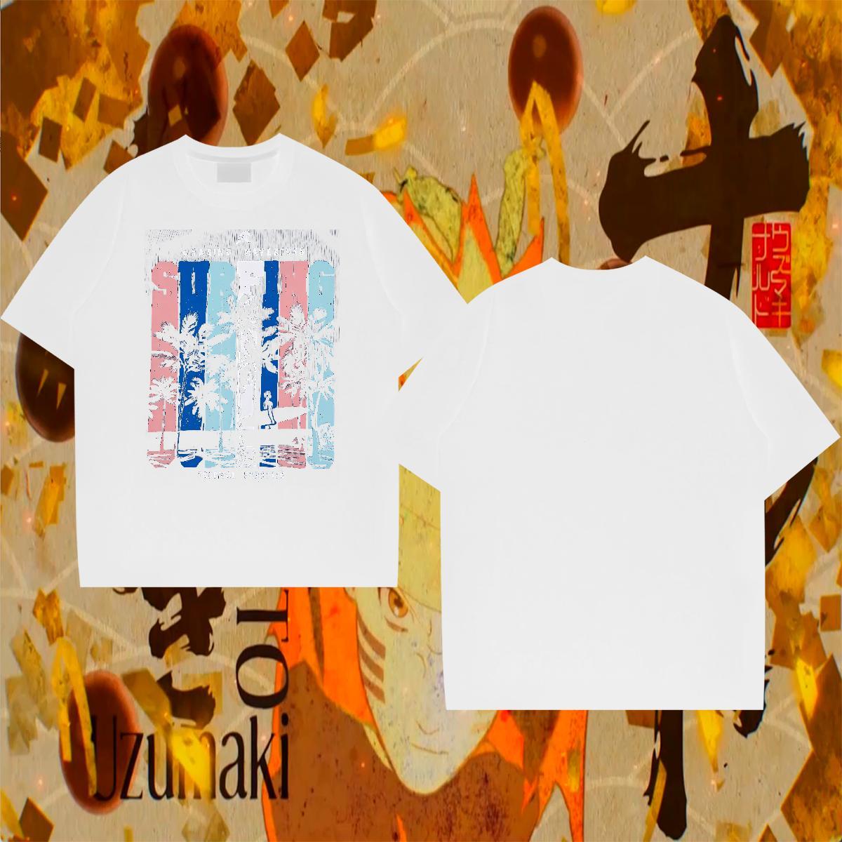 Free Shipping Tshirt for Man Woman 230g Pure Cotton Summer Casual tree Cartoon Printing L-4XL Crew Neck Breathable DIY T Shirts Men Tee Shirt