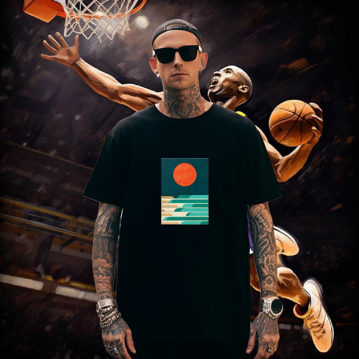 T-Shirts 100% Cotton 230g painting Street Wear Breathable Short Sleeve DIY Printed Men Tops Tees Casual New Loose Tee Shirt