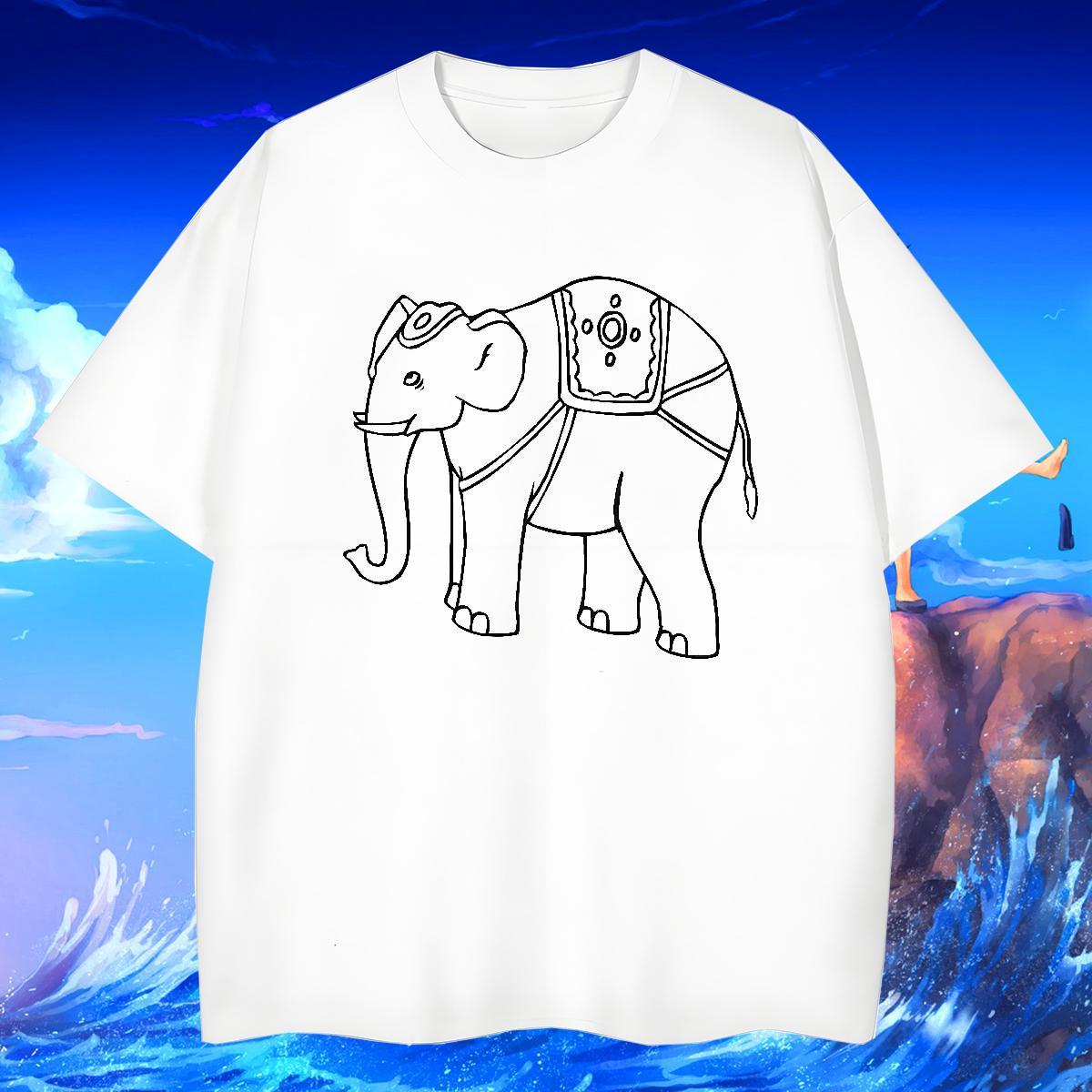 Designer Man T Shirts 230g 100% Cotton elephant Street Casual Tshirts Breathable Short Sleeve Soft Men Tshirts Asian Size