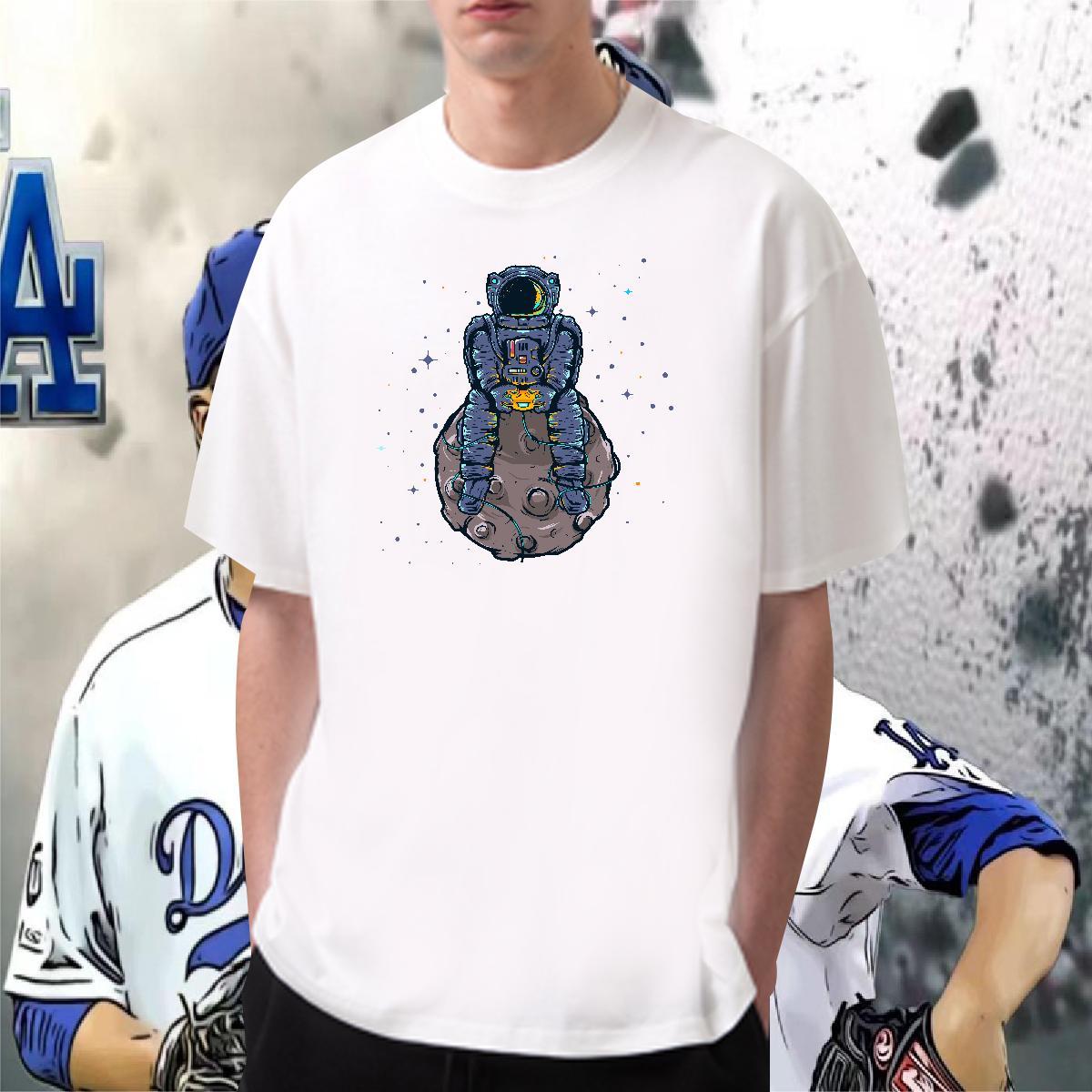 T-Shirts 100% Cotton 230g universe Home Outdoor Breathable Soft Cartoon Printing L-4XL Men Tshirts DIY Customized High Quality Tees Shirts