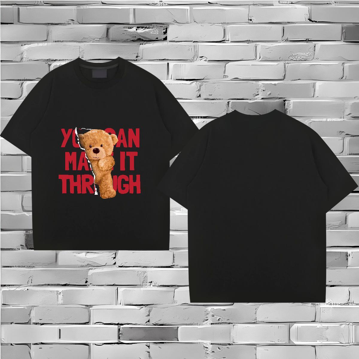Fashion New Man T Shirts 230g 100% Cotton bear Sport Tops Shirt Pure Cotton Classic Tshirts DIY Logo Oversized