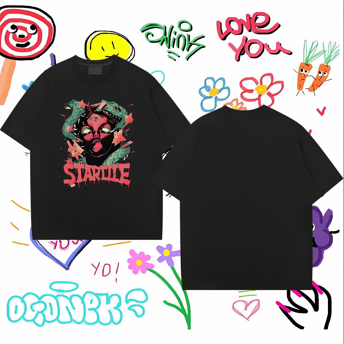 Free Shipping T Shirts Men 230g Cotton snake Street Wear Clothes Breathable Loose Tshirts Custom Print Plus Size