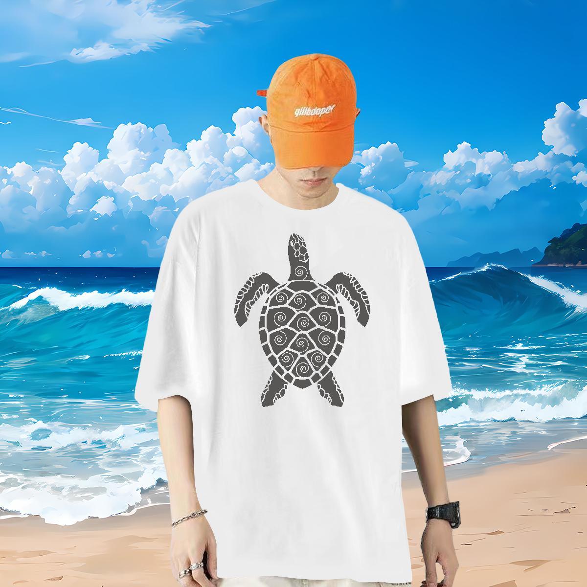 Classic Casual Mens T Shirts 230g 100% Cotton tortoise Outdoor Tops Tees Breathable Short Sleeve Popular Men Tshirts Customized Print